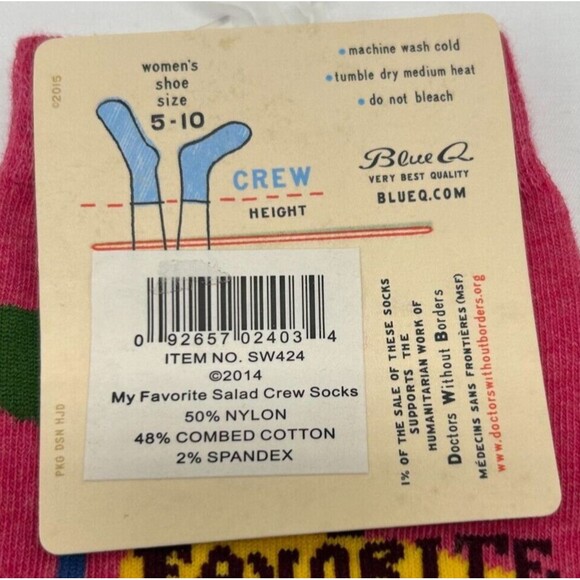 WINE IS MY SALAD ~ Blue Q Cotton Socks~ Funny Joke Novelty Gift - Womens Sz 5-10 - Picture 5 of 5